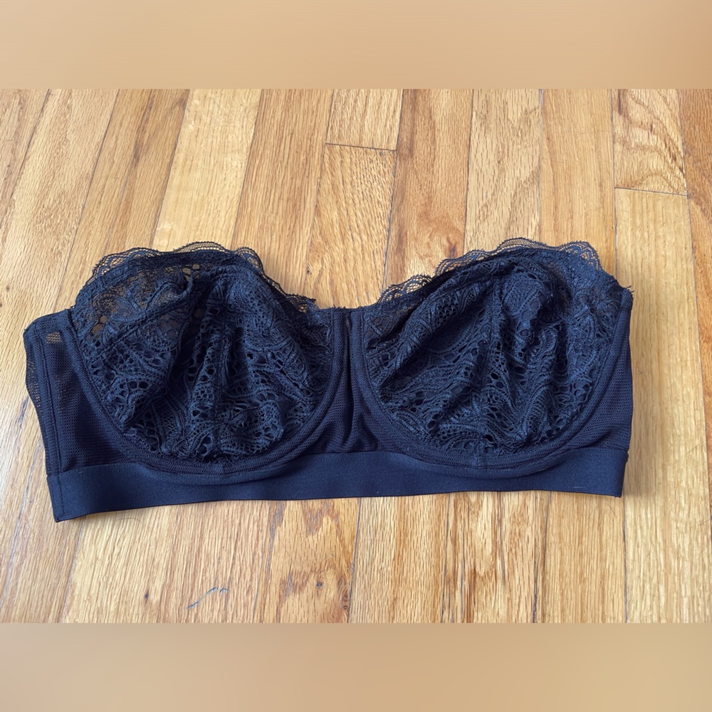 Lively Black Lace Strapless Convertible Bra sz 36D